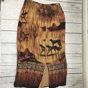 Skirt Silk Size 12 beautiful African landscape